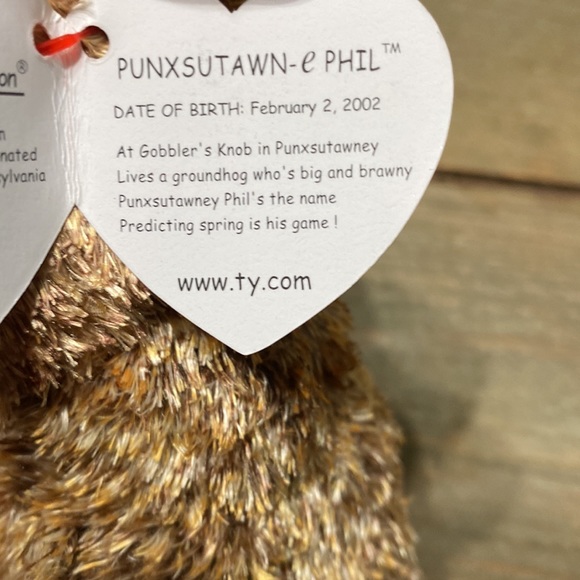 Ty Beanie Babies Baby PUNXSUTAWN-E PHIL Groundhog Rare Vintage Collectible Plush - Picture 7 of 8